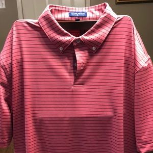 Peter Millar XL shirt.  92% polyester and 8% spandex.  Light Plum in color.